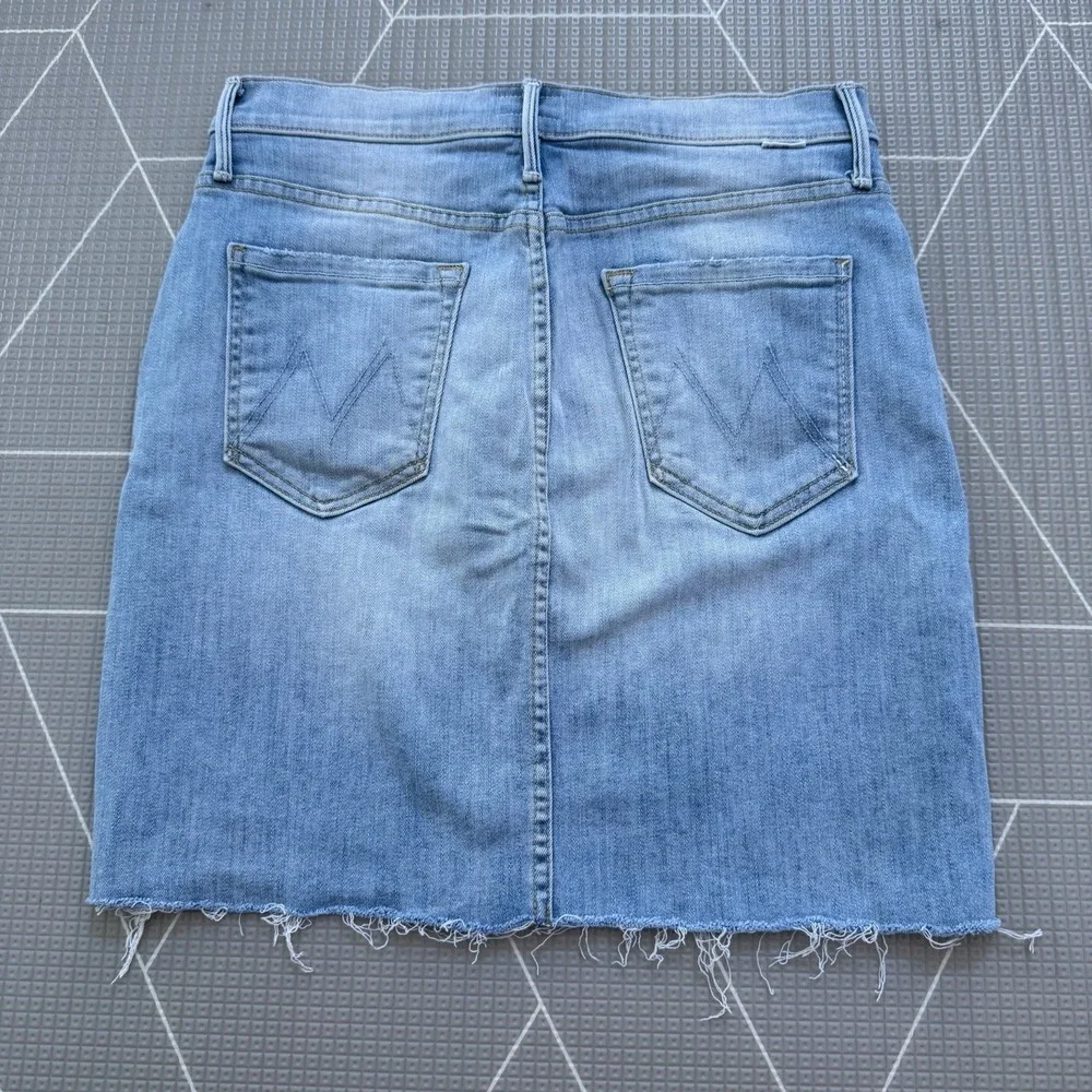 MOTHER The Sacred Mini‎ Fray Skirt Size 27 Written In The Sand Denim Mini Skirt